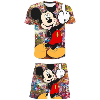 1-14 Y Fantje In Dekleta Mickey Mouse Oblačila Kompleti O-Vratu T-Majice + Elastični Pas Hlače Otroke, Risanka Priložnostne Obleke Kostum