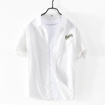 100% Bombaž nov slog Suehaiwe blagovne znamke priložnostne srajce moške trdna vezene kratek rokav bela majica za moške srajca camisa vrhovi