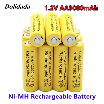 100% Prvotne 1,2 V 3000mAh NI MH AA Vnaprej Napolnjene Baterije za ponovno Polnjenje NI-MH AA Baterije za Igrače, Kamero, Mikrofon