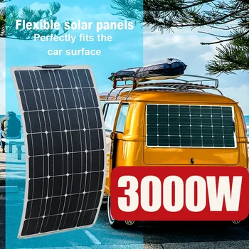 1000W-Sončne celice, 3000W Prilagodljiv 18V Polnilnik z Dvojno USB Sončnega Sistema s Krmilnikom Sončne Celice za Telefon, Avto, Jahto RV