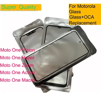 10Pcs/Veliko Sprednji Zunanji Zaslon Steklo Objektiv Za Motorola Moto Eno Makro Vizija Akcijskega Zoom Hpyer, Zaslon na Dotik, Plošča Z OCA