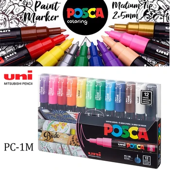 12 Barvni Set UNI POSCA flomaster PC-1M Extra Fine Točke Plakat Vodni osnovi, Oglaševanje Grafiti Slikarstvo Krtačo ustvarjalce