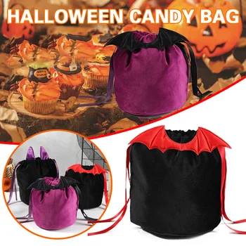 1Pcs Halloween Candy Bag Rdeča Črna Bat Ušesa Trik ali Zdravljenje Sladkarije Žamet Darilne Vrečke za noč Čarovnic Noč Otroci Darilni Embalaži Polje