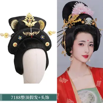 2 Ming Dinastija Crossdressing Starih rekvizitov, Kostumov cos Lasuljo Nastavite dekle Polno Glavo iz las z dekoracijo uporabo v Filmski Palači cos