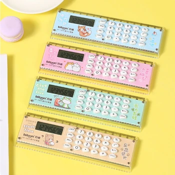 2-v-1 Smart Kalkulator, Ravnilo z 8-Mestno Jasno LED Zaslon Občutljiv Gumb Z 1 x Mobilni baterijsko Mini Kalkulator
