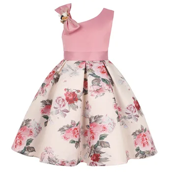 2021 Novega Malčka Otroci Retro Tiskanja Princesa Obleke Za Dekleta, Obleko Cvet Dekleta Poročno Obleko Otrok Večer Stranka Obleko