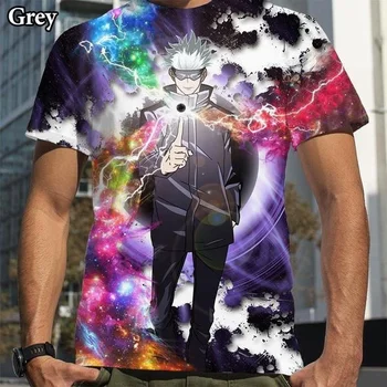 2024 Moški Harajuku Slog Krog Vratu Top Anime 3D Tiskanje Kul T-Shirt