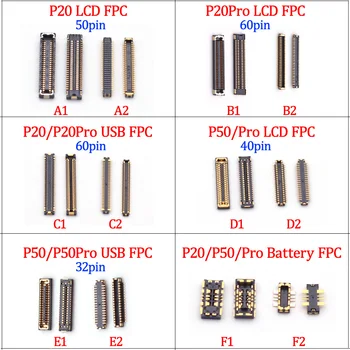 2pcs USB Polnjenje FPC Priključek Na matični plošči Za Huawei P20 P50 Pro P20Pro P50Pro Baterija LCD Zaslon Flex 40 32 60 Pin