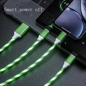 3 V 1 Micro USB Tip C Kabel LED Teče Vrsta Svetlobe C Chager Kabel Mobilni Telefon Polnjenje Žice