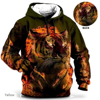 3D Fox Tiger Tiskanje Novega V Hoodies & Sweatshirts Živali pulover s kapuco Za Moške, Otroke Kul Puloverji Unisex Vintage Oblačila Harajuku