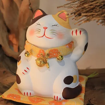 5.3 Palčni Strani-barvanje Keramičnih Srečen Mačka Risanka Fortune Mucek Doma Dekoracijo Figur Maneki Neko Fengshui Ornament