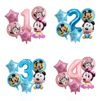 6pcs Disney Risanke Srčkan Mickey in Minnie Folija Balon Baby Tuš Otroci Uslug Rojstni Dekoracijo Obletnico Dobave