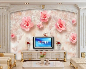 Beibehang 3D Ozadje Evropske Moda Marmornati Relief Rose 3D TV Luči Dnevna Soba, Spalnica Zidana tapete za stene, 3 d