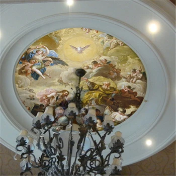 beibehang de papel parede par quarto em velikem bazenu Evropskega slikarstva stropna svetilka stropna freska ozadje Angel ozadje