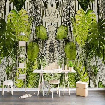 beibehang Nordijska preprost tropskih rastlin želva listov v ozadju stene po meri, veliko fresko svila svila ozadje de papel parede