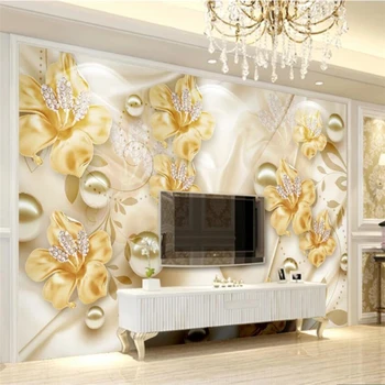 beibehang ozadje po Meri 3D freske zlato, nakit, rože 3D dnevna soba, spalnica, lepo TV ozadju stene papirjev doma dekor