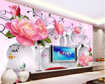 beibehang Rose modni, klasični čudovito 3d ozadje metulj razmislek stereo TV ozadju stene de papel parede stene papirja