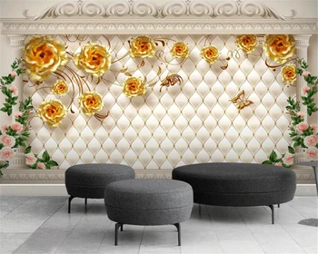 Beibehang Visoke kakovosti 3D ozadje Luxury gold rose TV ozadju stene steno papirjev doma dekor de papel parede 3d ozadje