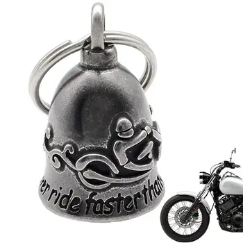 Biker Motocikel Keychain Iz Nerjavečega Guardian Zvonovi Za Varno Vožnjo In Sreče Punk Retro Pernata Krila Vzorec Obesek Za Ženske Moški