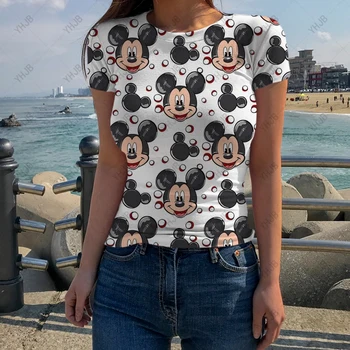 Bohemian Disney Mickey Mouse Majica s kratkimi rokavi Ženske Poletje Novo S-5XL Tees Priložnostne zatesnjena Tshirt O Vratu Ženski zgornji deli oblačil