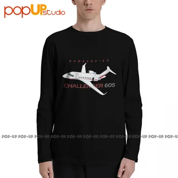 Bombardier Challenger 605 Letalo Dolg Rokav T-Majice, T-shirt Tee Vrh Bombaž Preplete Vroče Prodaja