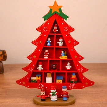 Božični Okraski Leseni Božično Drevo Ustvarjalne Scene Postavitev Okraski Tri-dimenzionalni Red Xmas Tabela Namizno Dekoracijo