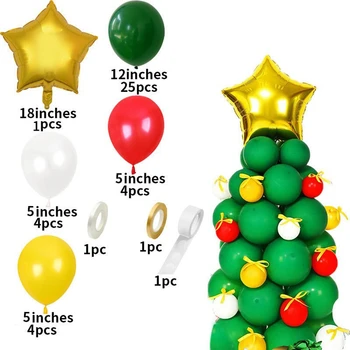 Božično Drevo Balonov, Božični Okraski, Latex Balon Nastavite Rdečo, Zeleno Temo DIY Xmas Tree Novo Leto Stranka Dekoracijo Navidad
