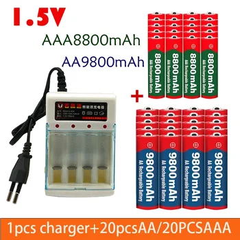 Brezplačna Dostava 1,5 V Baterija za Polnjenje AAA 8800 Mah AA 9800 Mah z Alkalnimi Tehnologijo, ki je Primerna za Igrače, Brivniki+polnilnike