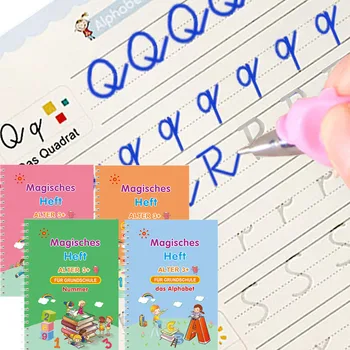 Brezplačna Dostava za Večkratno uporabo nemški angleški francoski Čarobno Copybooks Pero Montessori otroške Knjige Za Otroke Pisanje Kaligrafije Darila