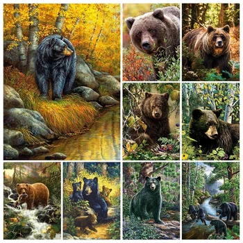 Diy Diamond Slikarstvo Živali Medved 5D Celoten Kvadratni Krog Kroglice Vezenje Navzkrižno Šiv Mozaik Set Home Wall Art Dekor Ročno Darilo