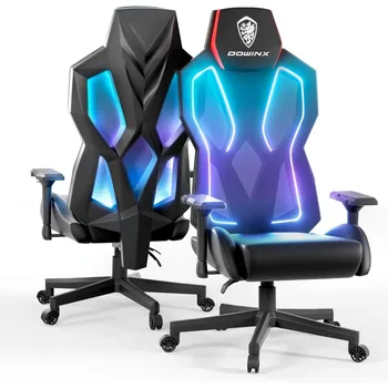 Gaming Stol z LED Luči, Ergonomska Računalnik Stol za Odrasle, Pokončen Stol pisarniški stoli gaming ergonomska