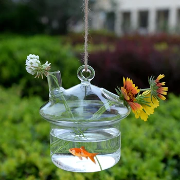 Gobe v obliki Viseče Stekla Planter Vaza Rumble Fish Tank Terarija v Posodi Enostavno Doma Vrt Dekoracijo