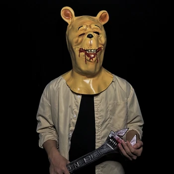 Grozljivka The Pooh Krvi in Medu Cosplay Maska iz Lateksa Winnie Masko Rave Masques Halloween Cosplay Strašne Maske Čelada Groze