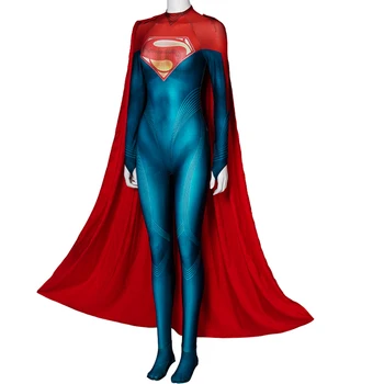 Halloween 2023 Film Kara Zor El Najnovejši Cosplay Obleko 3D Tiskanje Superheroj Jumpsuit z Cape Junakinja Kostum