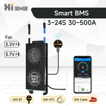 HIBMS Smart BMS 16S Lifepo4 48V BMS 8S 24V 4S 30A 12V 60A 80A 100A 120A 150A 200A 250A Sončne Inverter Doma Shranjevanje Energije RV