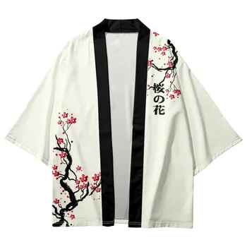 Japonski Tradicionalni Jopico Moških in Žensk, Harajuku Češnjev Cvet Tiskanja Kimono Cosplay Vrh Kimono