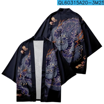 Japonski Ulične Jopico Cosplay Haori Oblačila Kitajski Zmaj Tiskanje Majice Plašč Tradicionalnih Kimono Moški Ženske Yukata