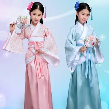 Kitajski Tradicionalni otroških Tiskanih Hanfu Obleke za Dekleta Etnične Slog Stopnji Uspešnosti Ples Kostum Vestido Orientalski