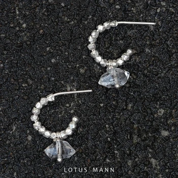 Lotus Mann Uhani 925 Srebro, Naravni Kristal Za Ženske Rojstni Uslug