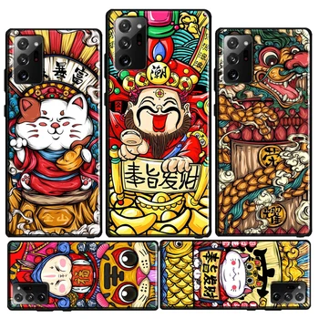 Mačka, Zajec Zmaj Kitajski Slog Ohišje Za Samsung Galaxy S10 Plus S8 S9 Opomba 10 Plus Opomba 20 S20 FE S21 S22 Ultra Pokrov