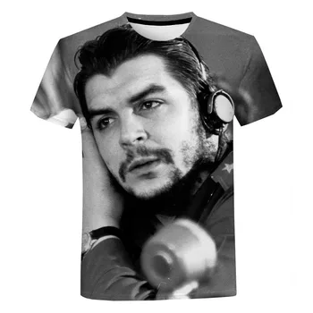 Moda Poletje Che Tiskane 3D T-shirt Priložnostne Posadke Vratu T-shirt Kratek Rokav Harajuku Ulica Prevelik Vrh