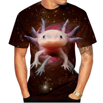 Nova Moda Živali Axolotl 3D Tisk T-Shirt Moški Ženske Poletje Priložnostne Kratek Rokav Osebnost Majica Vrhovi