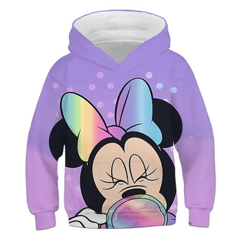 Otrok vijola pulover s kapuco preprost vsestranski Mickey Mouse vzorec deklice z dolgimi rokavi priložnostne udobno dečke hooded suknjič pomlad
