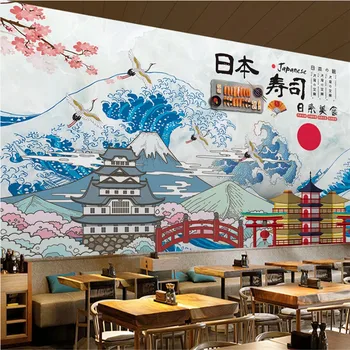 Po meri Japonske Kuhinje Suši Restavraciji v Ozadju Stene Papirja 3D Industrijske Dekor Zidana Walpaper 3D De Papel Parede 3d