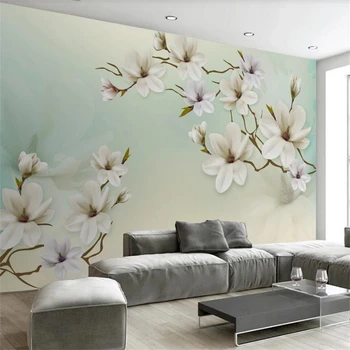 Po meri velikih 3d ozadje elegantno magnolija cvet enostaven TV ozadju stene dnevna soba, spalnica zidana de papel pared обои