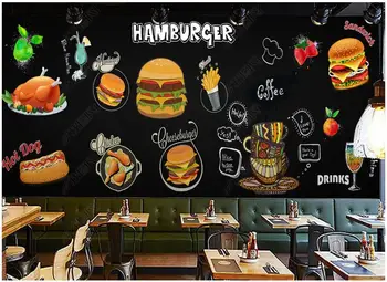 po meri zidana 3d fotografije za ozadje Okusno Hamburg Restavraciji Hitre Hrane ozadju doma dekor tapete za stene 3d spalnica