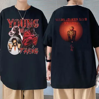 Rapper Mlade Thug Mlade Stoner Življenje Evidence Graphic T-majice Moške Ženske Hip Hop Letnik Tshirt Moški Modni Prevelik Tee Majica