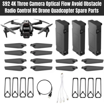 S92 4K Tri Kamere, Optični Tok Izognili Ovire Radijski Nadzor RC Brnenje Quadcopter Rezervnih Delov 3,7 V 1800MAH Baterija/Propeler/USB