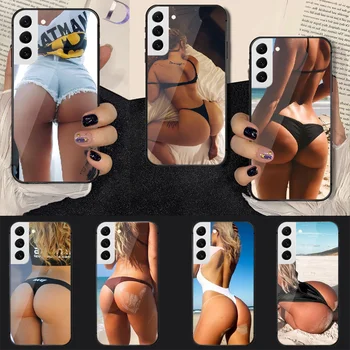 Seksi Rit Perilo Bikini Girl Kaljeno Steklo Telefon Primeru Pokrovček Za Samsung Galaxy S 9 12 13 20 21 22 32 33 Fe 5G Plus Ultra