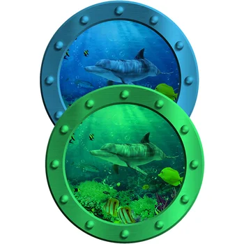 Simulirani Lažno Okno Svetlobna Lina Stenske Nalepke Morskih Živali Dekorativni Morju Decals Ocean Nalepke Živali